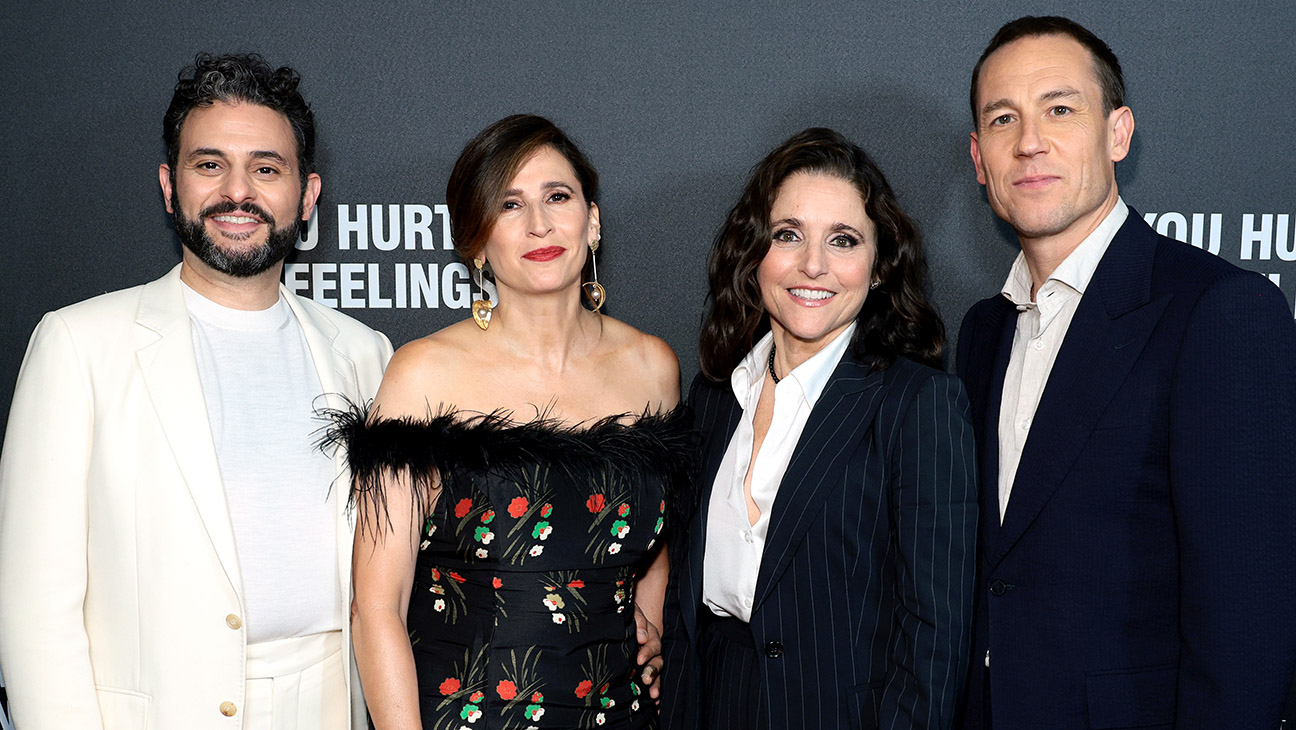 (L-R) Arian Moayed, Michaela Watkins, Julia Louis-Dreyfus, and Tobias Menzies attend the "You Hurt My Feelings" New York Screening at DGA Theater on May 22, 2023 in New York City.