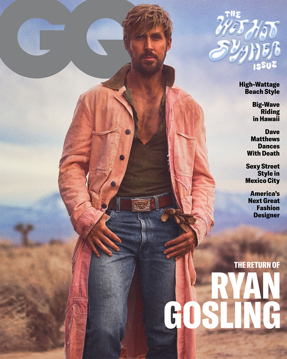 Ryan Gosling graces the cover of GQ's global summer issue.